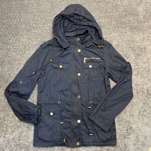 Snobbish‎ Collection Navy Blue Hooded Utility Jacket Women Size S